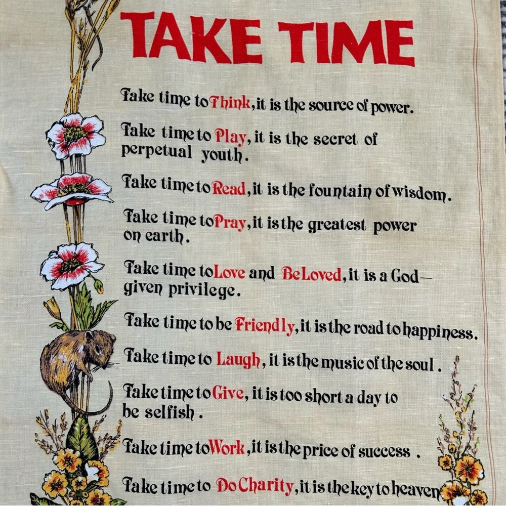 Vintage Irish Poem/ Prayer Linen Tea Towel